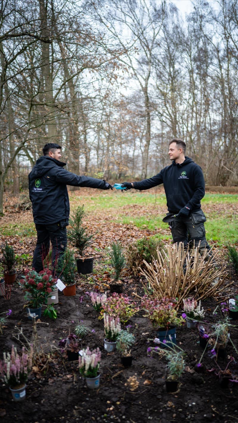 Top Tuinen medewerkers aan het werk met beplanting